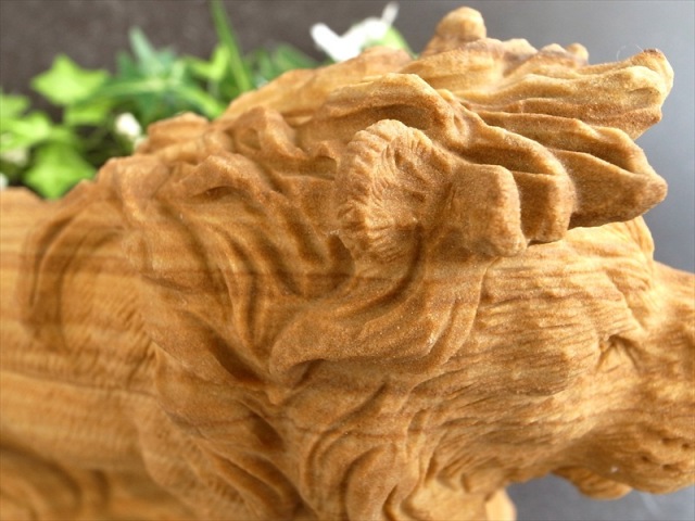 本物の質感 縁起物 ジャスパー ライオン 彫刻置物 最大幅 約220mm 重さ