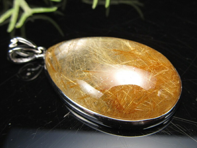 5A ゴールドルチルクォーツ ドロップ型ペンダントトップ 縦約40mm 重さ