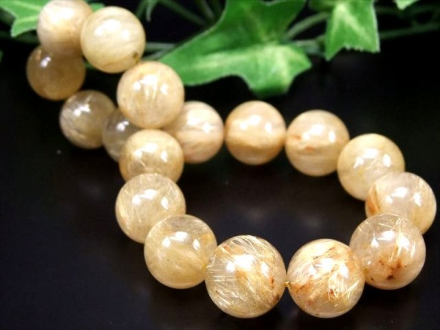 束状タイチン針多め 4A タイチン ゴールドルチル ブレスレット 12mm