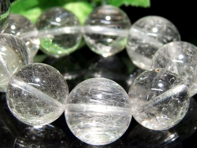 店頭展示中 ほぼ純白 3A 超透明 ホワイトシルバールチルクォーツ ブレスレット 14mm-14.5mm×15珠 希少な超透明水晶ホワイトルチル パワーストーン