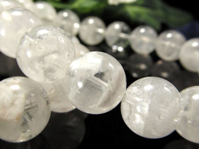 ピュアホワイト ホワイトセリサイトインクォーツ ブレスレット 12mm-12.5mm×17珠前後 超透明 困難を乗り越えるお守り 安らぎと希望をもたらす石 ブラジル産