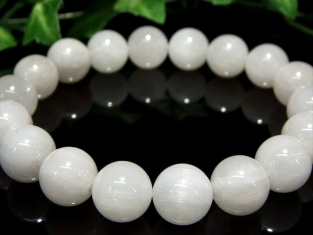 ほんのりキャッツアイ珠有り 3A ホワイトラビットヘア ルチル クォーツ ブレスレット 11mm11.5mm×18珠 希少なホワイトラビットヘア パワーストーン