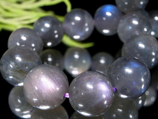 超希少 パープル&ピンクシラー 5A ラブラドライト ブレスレット 11mm-11.5mm×19珠 スペクトロライト 透明感あり 神秘的な色合い 自由を象徴する石 一点もの