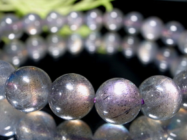 超希少 パープル&ピンクシラー 5A ラブラドライト ブレスレット 8mm-8.5mm×23珠 スペクトロライト 透明感あり 神秘的な色合い 自由を象徴する石 一点もの