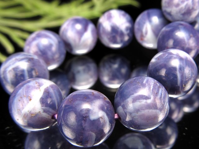 ラベンダーカラー マーブルスコロライト ブレスレット 10.5mm-11mm×19珠 幻想的な色彩 スコロライト アメジスト 癒しの石 ブラジル産 パワーストーン 天然石