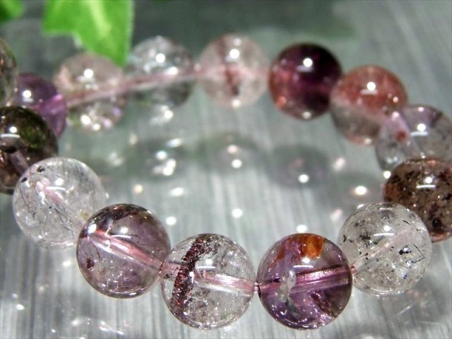 透明タイプ 4A スーパーセブン ブレスレット 8mm-8.5mm×22珠 7種類の石の要素が共鳴する パワーストーン 天然石 一点もの ブラジル産 パワーストーン 天然石