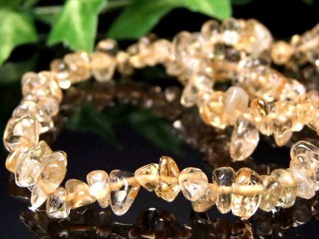シトリン さざれ デザインブレスレット 石サイズ約4mm-11mm 豊かな富をもたらす幸運の石 ブラジル産 パワーストーン 天然石