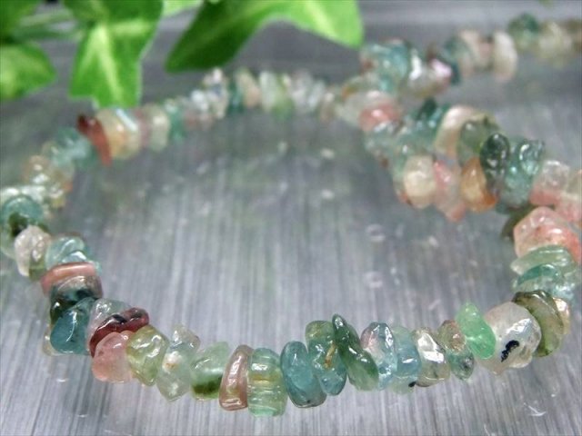 レアカラー多め MIXトルマリン さざれ ブレスレット 石サイズ 幅約4mm-12mm 心に活力と勇気を与える石 10月の誕生石 ブラジル産 パワーストーン 天然石