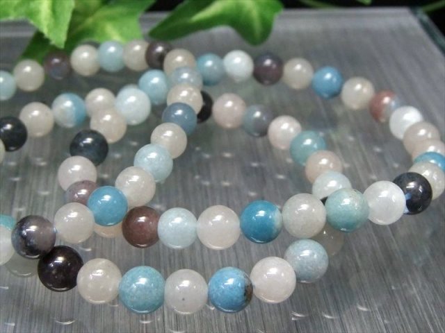 MIXトロレアイト トロール石/ラズライトインクォーツ ブレスレット 6.5mm-7mm×28珠前後 心の鎮静化・集中の石 ブラジル産 パワーストーン 天然石
