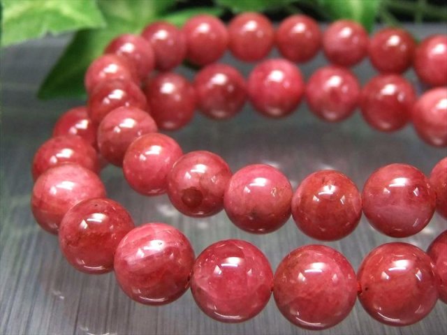 ロードナイト 薔薇輝石 ブレスレット 7mm-7.5mm×26珠前後 鮮やかピンク