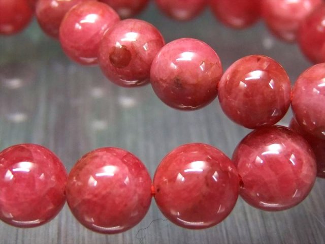 ロードナイト 薔薇輝石 ブレスレット 7.5mm-8mm×24珠前後 鮮やかピンク