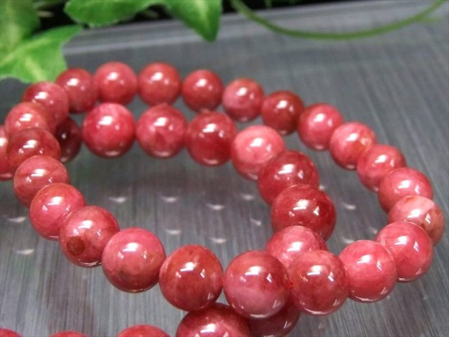 ロードナイト 薔薇輝石 ブレスレット 7.5mm-8mm×24珠前後 鮮やかピンク
