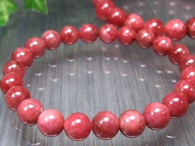 ロードナイト 薔薇輝石 ブレスレット 7.5mm-8mm×24珠前後 鮮やかピンク ロードナイト 薔薇輝石 ブレスレット 7.5mm-8mm×24珠前後 鮮やかピンク