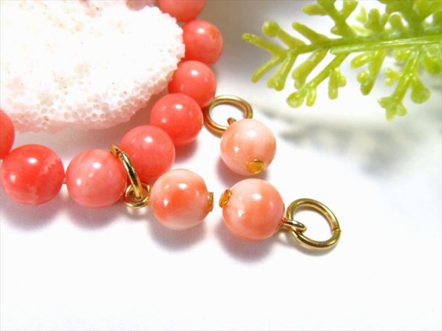 天然のピンクサンゴ 宮古島産 天然ピンクコーラル 珊瑚 チャーム 1個売り 珠サイズ約7mm 含侵処理なしの完全天然 ペンダントトップ イヤリング