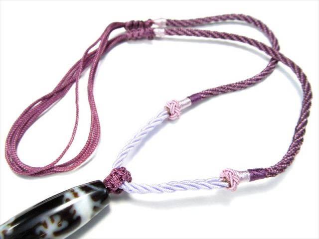 デザイン組み紐ネックレス パープル&ラベンダー紐 首周りサイズ約50cm-65cm 1本売り 天珠・天然石が装着可能 サイズ調節付き タイプH パワーストーン 天然石