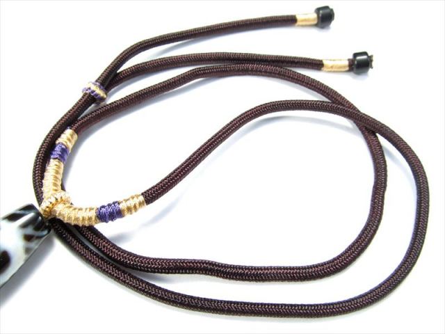 デザイン組み紐ネックレス ブラウンカラー紐 首周りサイズ約60cm前後 サイズ調節付き 1本売り 天珠・天然石が装着可能 タイプQ パワーストーン 天然石