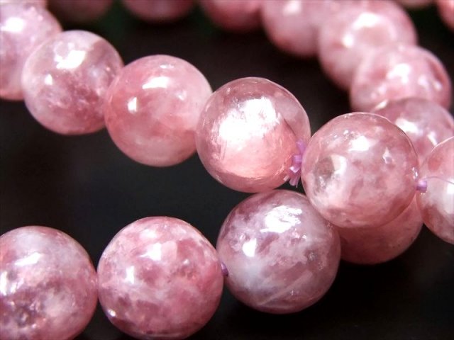 綺麗なピンクレピドライト！ズドーンとくる！綺麗！ ピンクマイカ レピドライトシリカ ブレスレット 約11mm-11.5mm×18珠