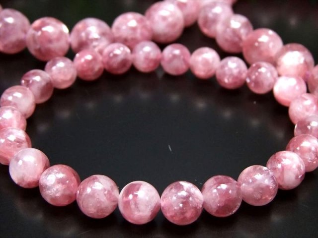 綺麗なピンクレピドライト！ズドーンとくる！綺麗！ ピンクマイカ レピドライトシリカ ブレスレット 約11mm-11.5mm×18珠