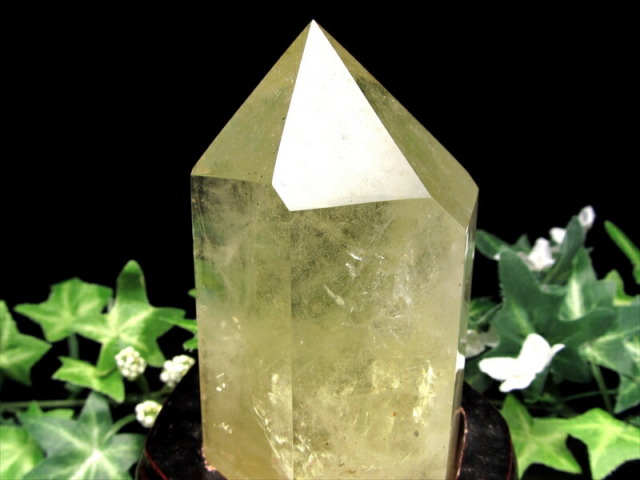 シトリン ポイント 六角柱 専用木製台座付 高さ約119mm 重さ546g 黄水晶 11月の誕生石 一点もの ブラジル産 パワーストーン 天然石