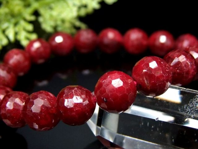 3A+ ブラッディルビー ミラーボールカット ブレスレット 約8.5mm-9mm×21珠 妖艶濃厚真紅 宝石の女王 アフリカ産 パワーストーン 天然石