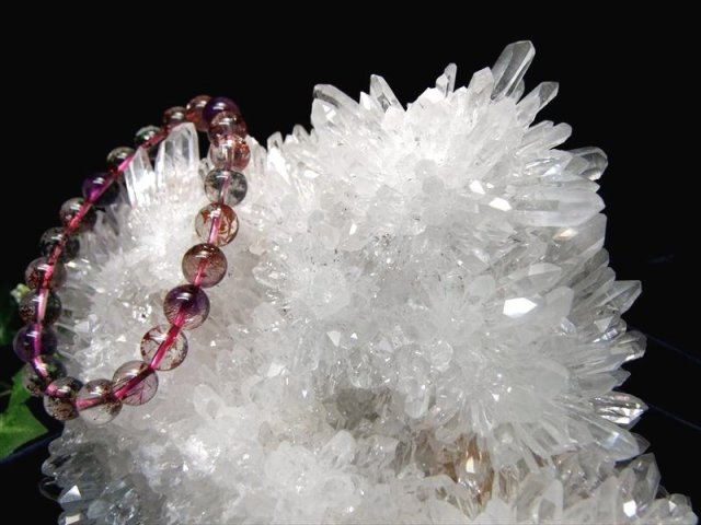 5A 超透明花咲き結晶 四川 フラワー水晶 クラスター 専用台座付 最大幅