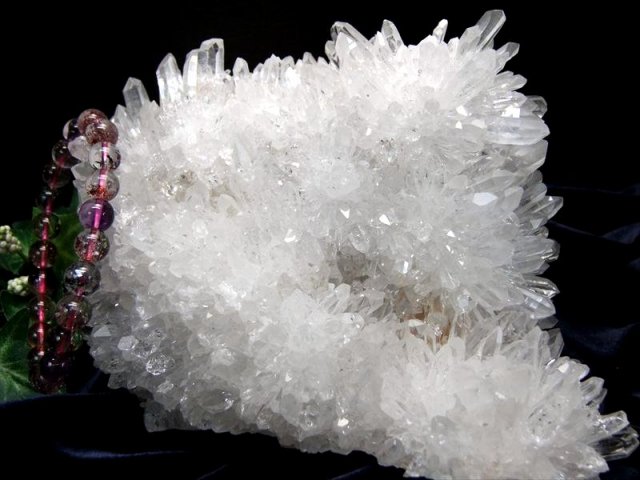 5A 超透明花咲き結晶 四川 フラワー水晶 クラスター 専用台座付 最大幅