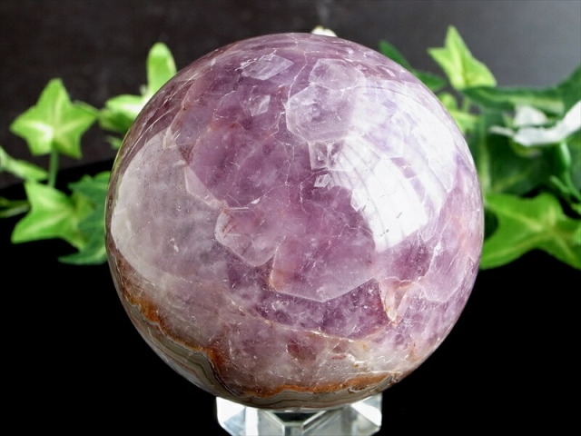 アメジストと瑪瑙共生 アメジスト・瑪瑙 丸玉 置物 台座付き 直径65mm 重さ328g 幸運や良縁を引き寄せる 癒しと愛情の石 1点物 ブラジル産 パワーストーン