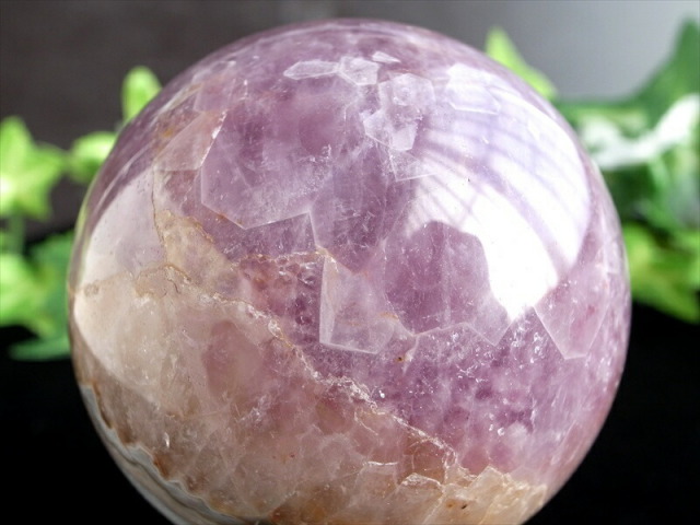 アメジストと瑪瑙共生 アメジスト・瑪瑙 丸玉 置物 台座付き 直径60mm