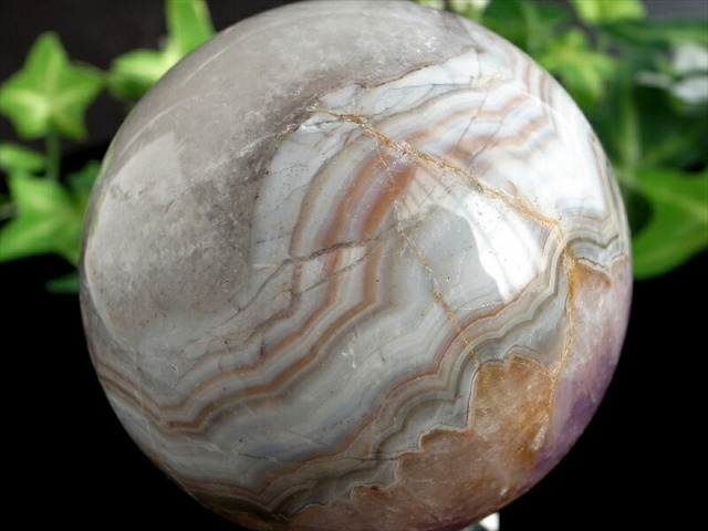 アメジストと瑪瑙共生 アメジスト・瑪瑙 丸玉 置物 台座付き 直径60mm