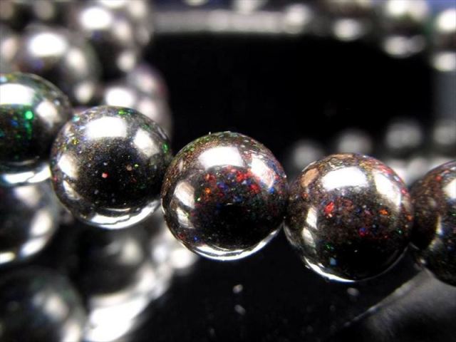 限定特価 AA+ ブラックオパール ブレスレット 約7.5mm-8mm×25珠前後