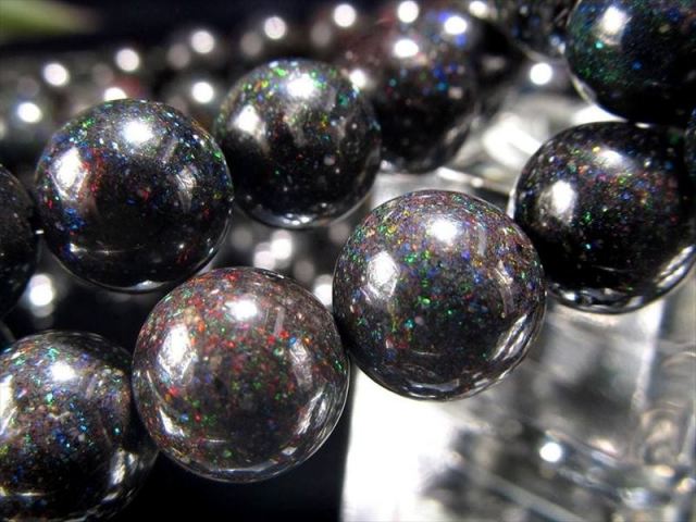 限定特価 AA+ ブラックオパール ブレスレット 約7.5mm-8mm×25珠前後