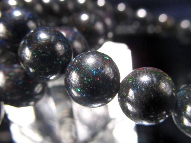 限定特価 AA+ ブラックオパール ブレスレット 約8.5mm-9mm×22珠前後