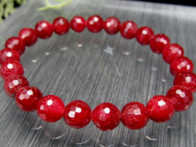 3A+ ブラッディルビー ミラーボールカット ブレスレット 7.5mm-8mm×23