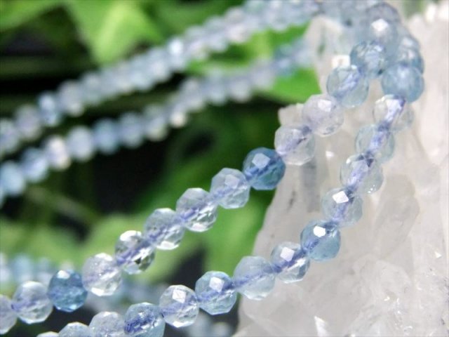 アクアマリン ボールカット ブレスレット 約3mm-3.5mm キラキラ多面カット 幸せな喜びを象徴する ブラジル産 パワーストーン 天然石