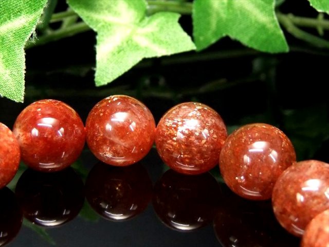 濃色オレンジ 3A+ サンストーン ブレスレット 12mm-12.5mm×17珠 太陽神