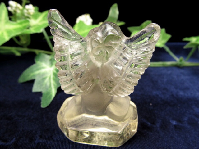 淡いイエロー ベビーエンジェル シトリン 彫刻置物 高さ約53mm 幸福を