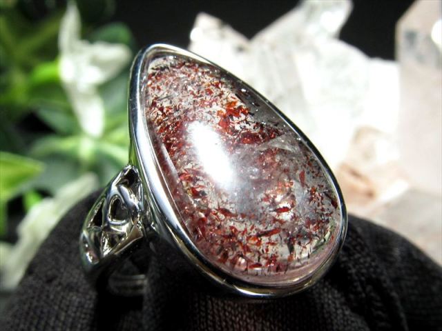 5A ストロベリークォーツ ファイアークォーツ リング ドロップ型