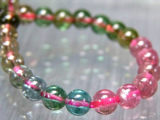 宝石パライバ入り S級クラス 超透明 MIXトルマリン 電気石 ブレスレット 5mm×39珠 ポップなキャンディーカラー 幸運・健康を引き寄せる石