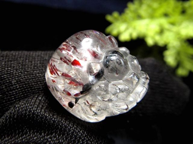 虹入り 財運を高める瑞獣 スーパーセブン 貔貅 ヒキュウ タンブル ビーズ 長さ約14mm×幅12mm 約3.4g キュートな貔貅