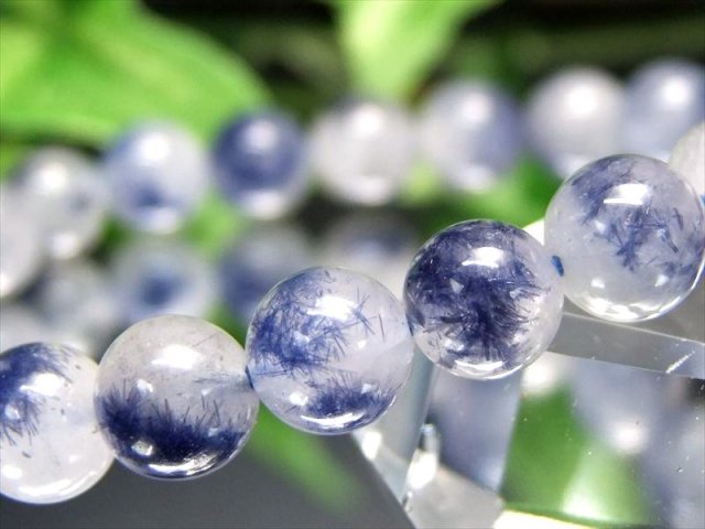 白地に映える深い瑠璃色 4A デュモルチェライト イン クォーツ ブレスレット 7.5mm-8mm×24珠 濃厚ブルーガーデンクォーツ 思慮の石