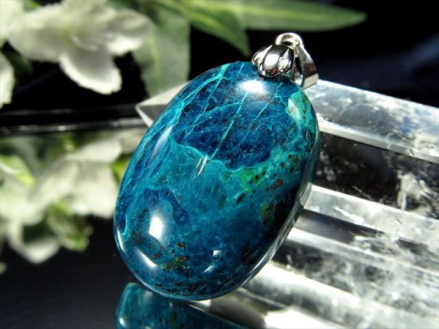 自然が生み出すアート アズライトマラカイト アズロマラカイト ぷっくりオーバル型 ペンダントトップ 石サイズ縦約25mm 重さ約7.1g
