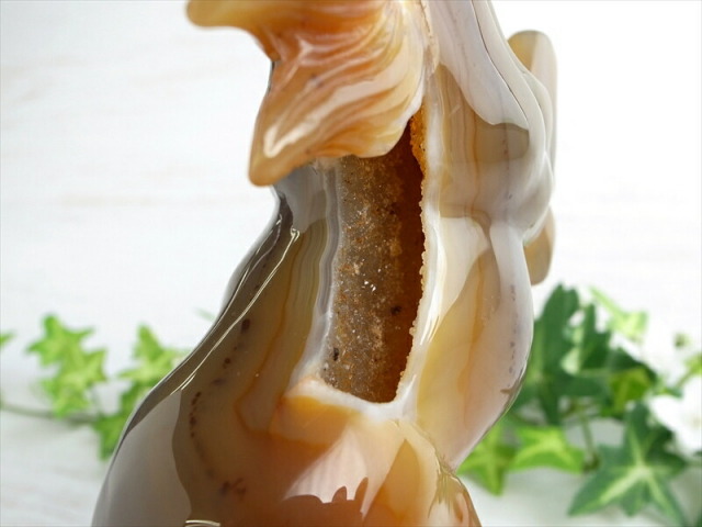 店頭展示中 2026年の干支 笑口 メノウ 瑪瑙 馬 彫刻置物 高さ175mm 重