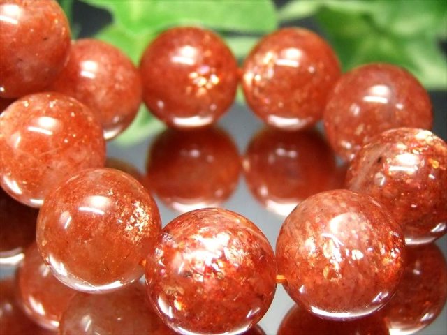 店頭展示中 愛でる太陽 大珠 4A サンストーン ブレスレット 14mm-14.5mm×15珠 太陽神の象徴 びっしりアベンチュレッセンス ギラギラ