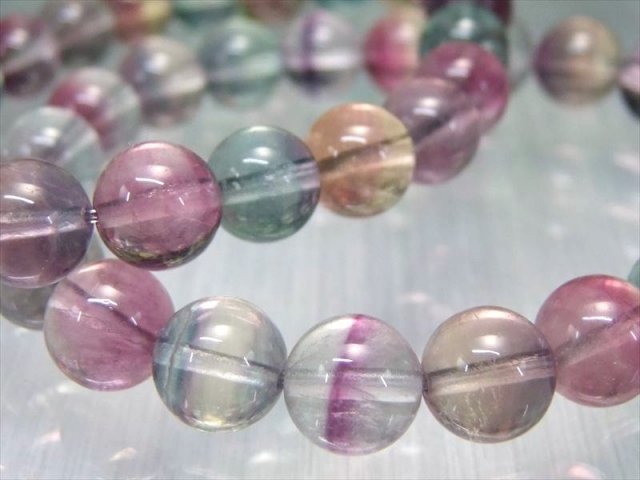 マルチカラーフローライト ブレスレット 石サイズ約9.5mm-10mm×20珠