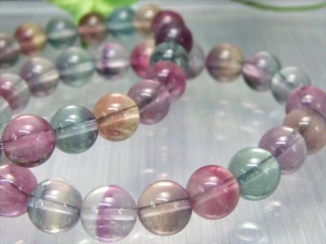 マルチカラーフローライト ブレスレット 石サイズ約9.5mm-10mm×20珠