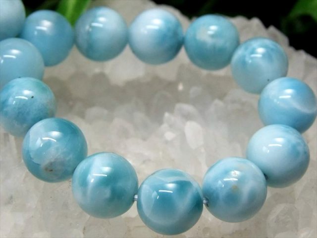 水面模様くっきり 3A+ ラリマー ブルーペクトライト ブレスレット 9mm×21珠 愛と平和の石 カリブ海の宝石 一点もの ドミニカ共和国産 パワーストーン 天然石