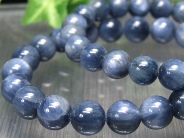 3A カイヤナイト ブレスレット 9mm-9.5mm×21珠前後 独特の美しい濃色ブルー 艶感抜群 シラー入り インスピレーションを高める石 ブラジル産 パワーストーン