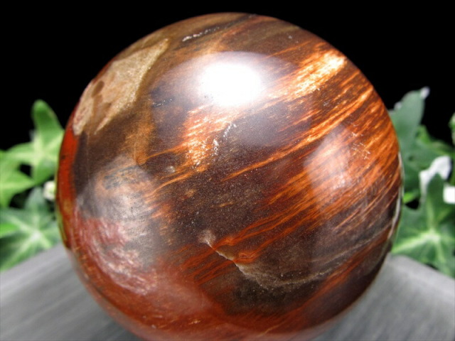 自然の神秘 珪化木 ペトリファイドウッド 丸玉 台座付 重さ599g 直径