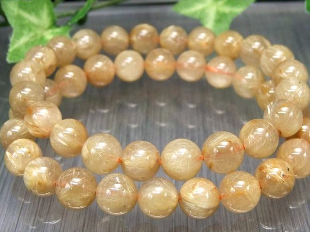 ヴィーナス針 限定44珠 3A+ 1粒売り ゴールドルチルクォーツ 8.5mm-9mm