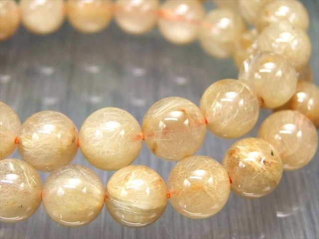 ヴィーナス針 限定44珠 3A+ 1粒売り ゴールドルチルクォーツ 8.5mm-9mm